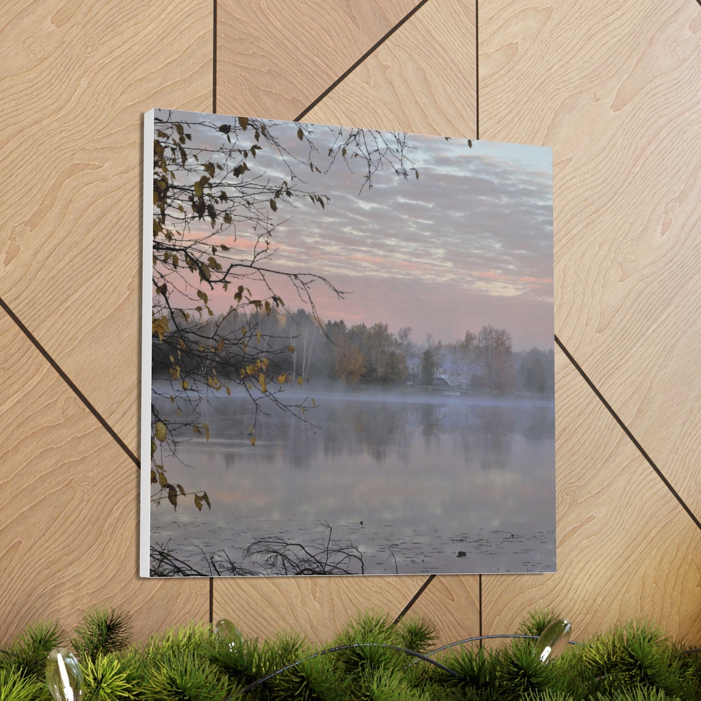 Canvas Gallery Wraps (White Wrap) (Squares) Foggy morning on the river