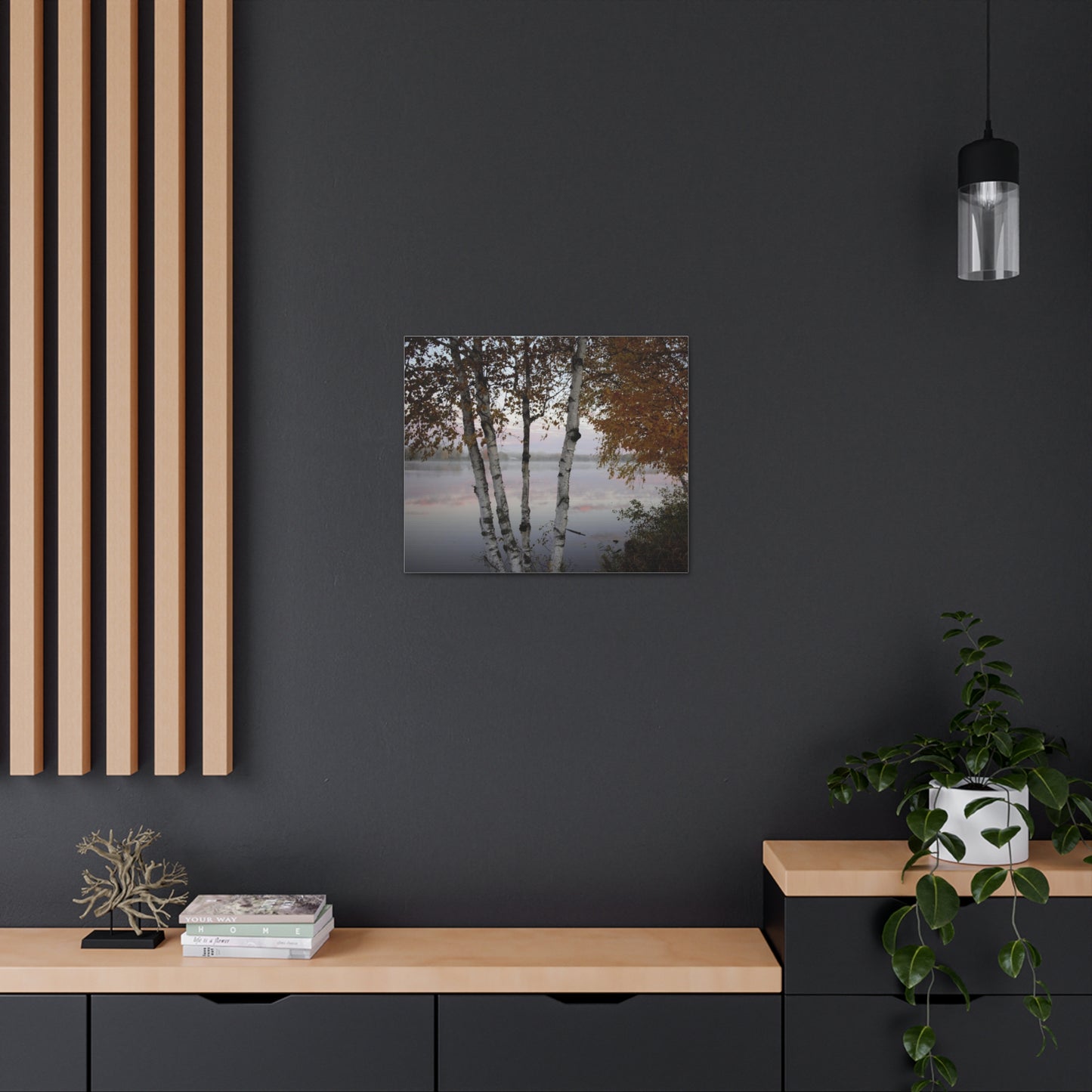 Canvas Gallery Wraps (White Wrap) - River view with morning fog