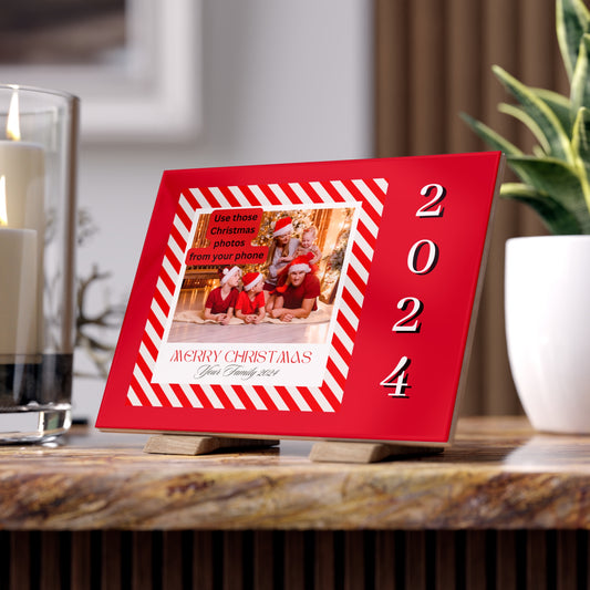 Personalize Ceramic Photo Tile - Merry Christmas - Family Photo Tile 2024