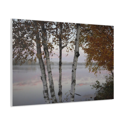 Canvas Gallery Wraps (White Wrap) - River view with morning fog