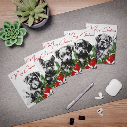 Multi-Design Greeting Cards (5-Pack) - Christmas Puppies