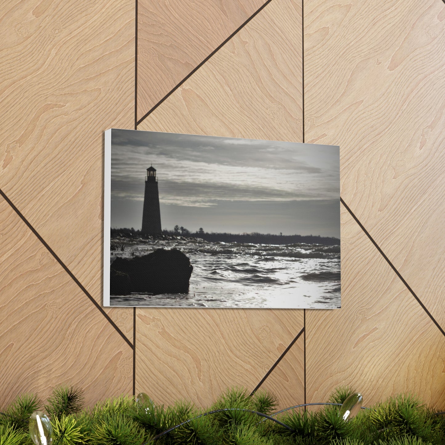 Canvas Gallery Wraps (White Wrap)-Winter Light House