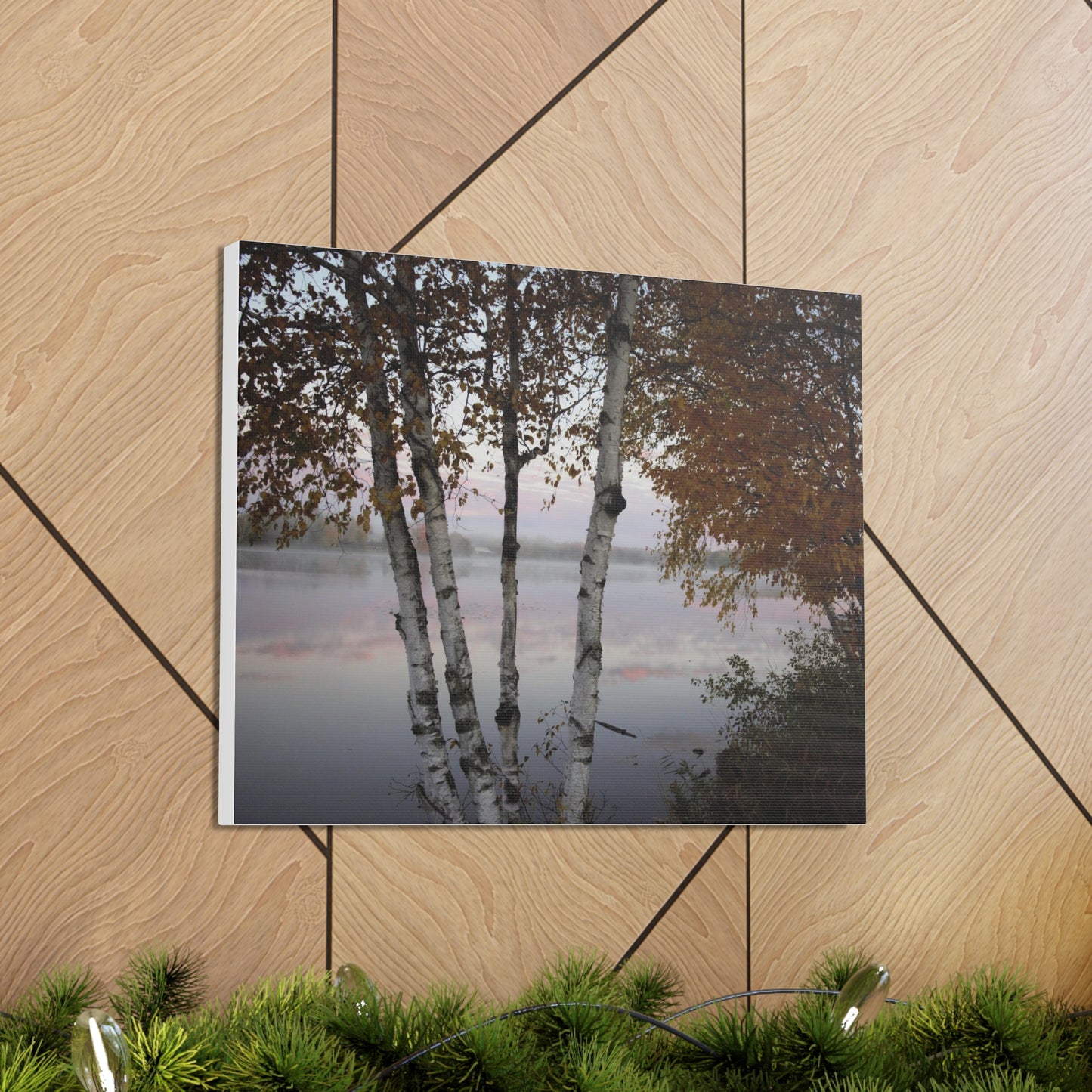 Canvas Gallery Wraps (White Wrap) - River view with morning fog