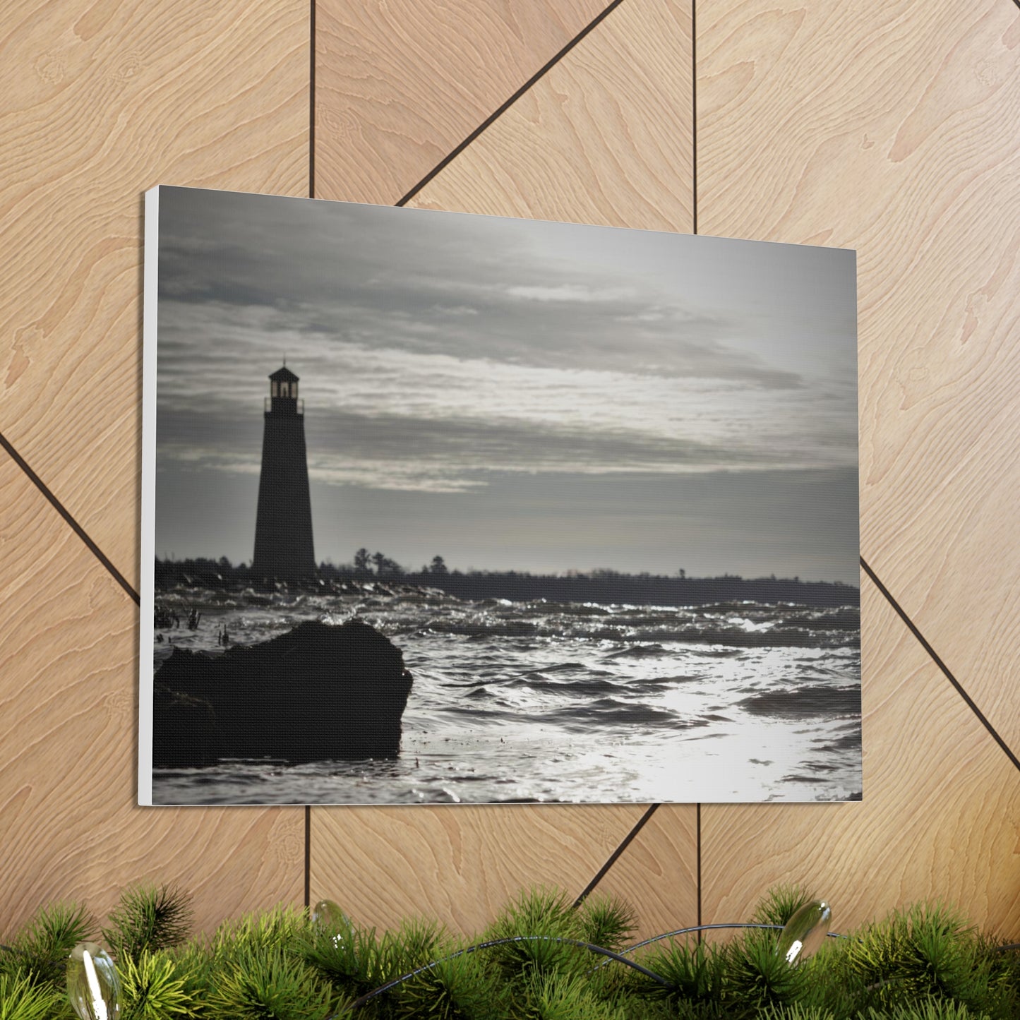 Canvas Gallery Wraps (White Wrap)-Winter Light House