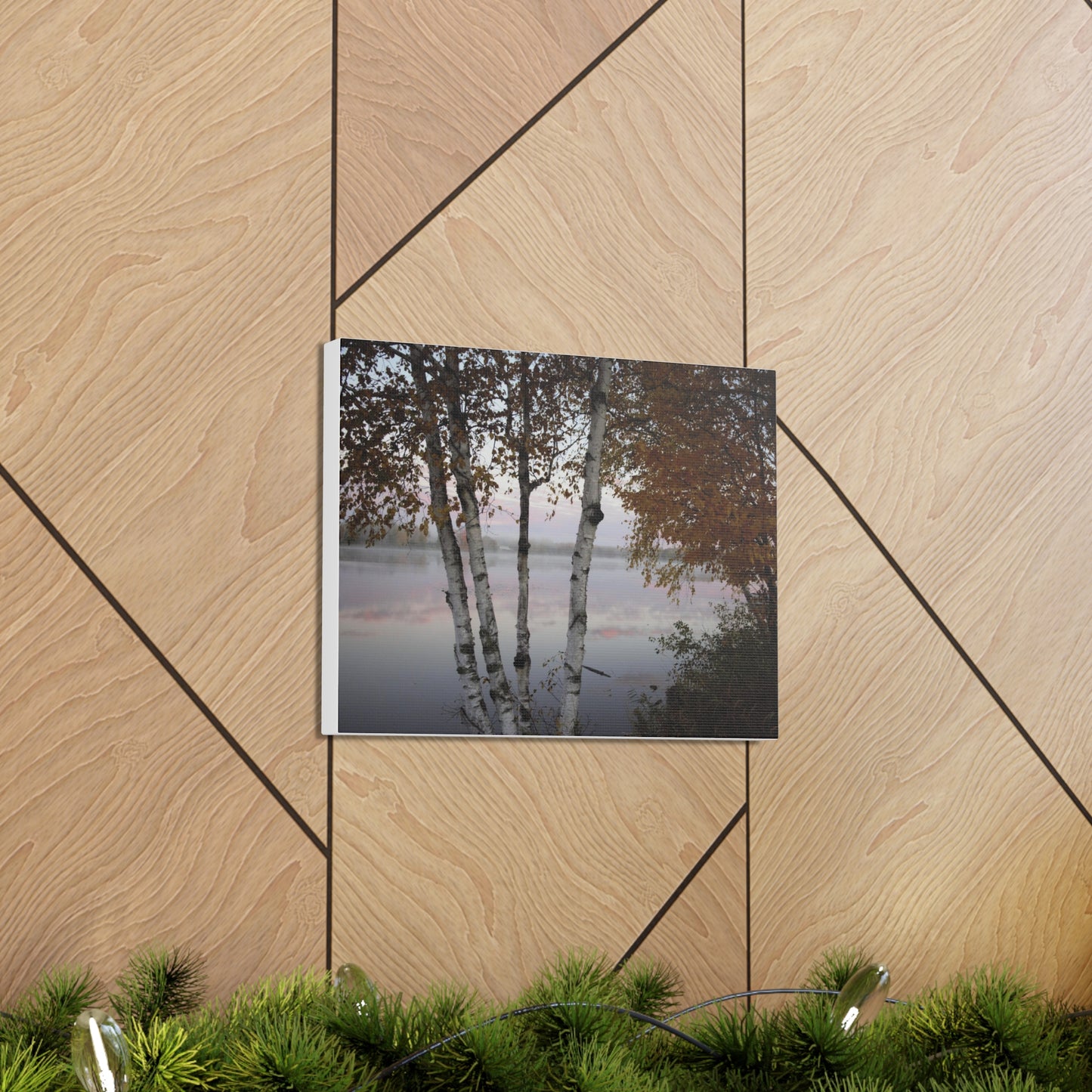 Canvas Gallery Wraps (White Wrap) - River view with morning fog