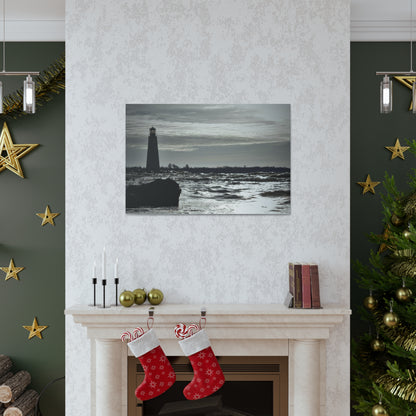 Canvas Gallery Wraps (White Wrap)-Winter Light House