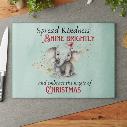 Glass Cutting Board - Magic of Christmas Baby Elephant
