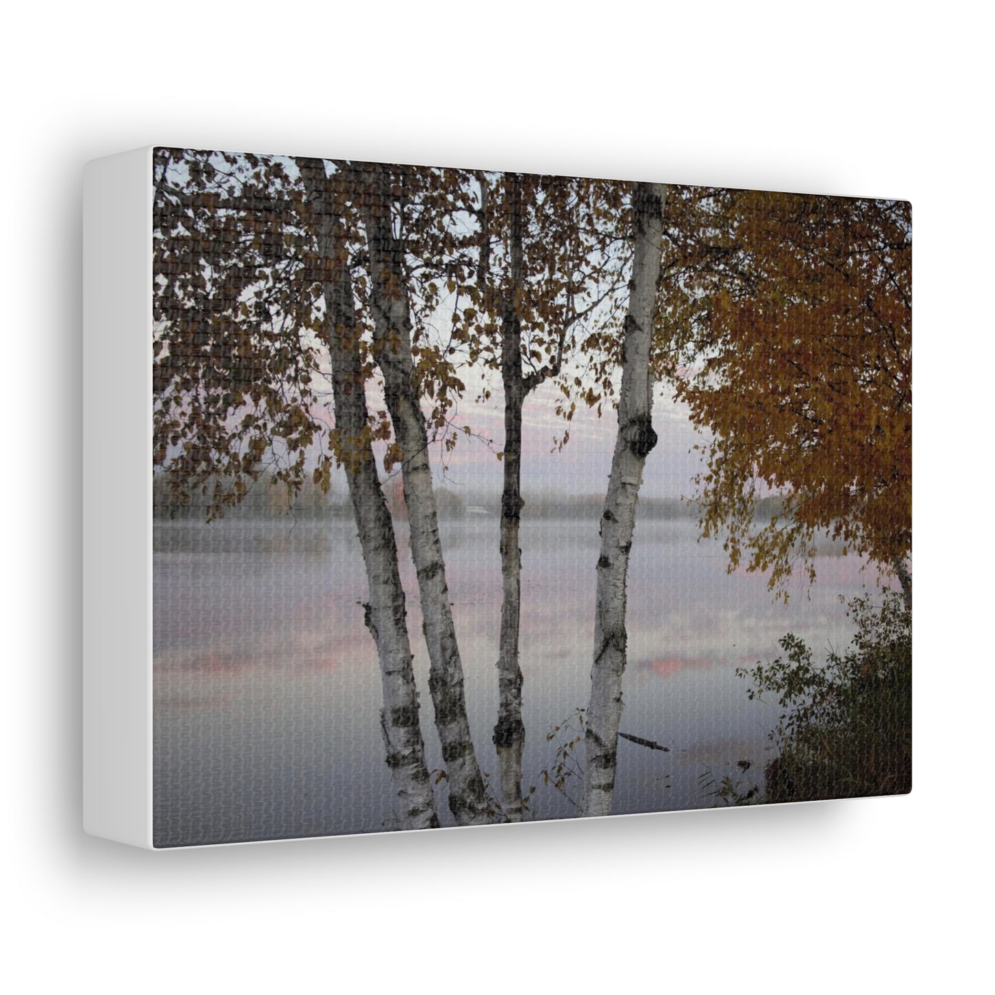 Canvas Gallery Wraps (White Wrap) - River view with morning fog