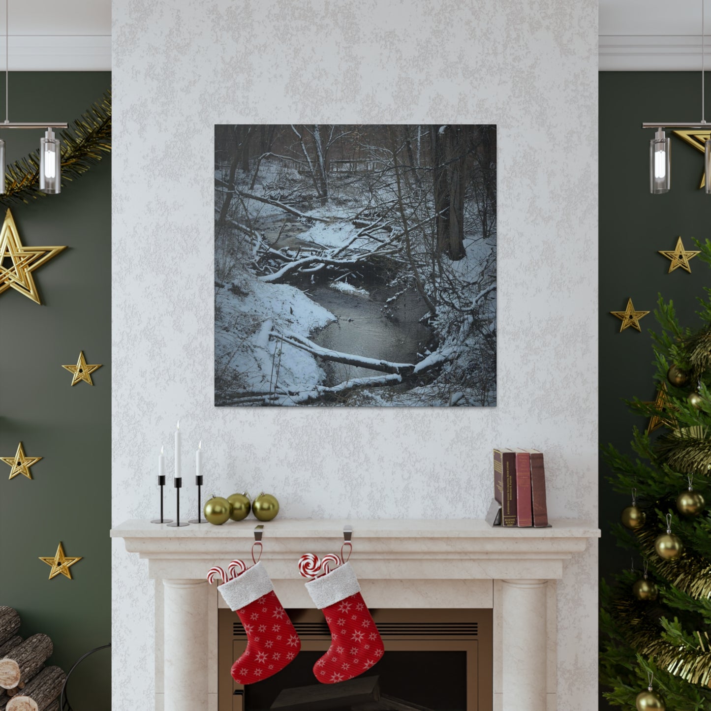 Canvas Gallery Wraps (Black Wrap) (Square) - Frozen pond in the park