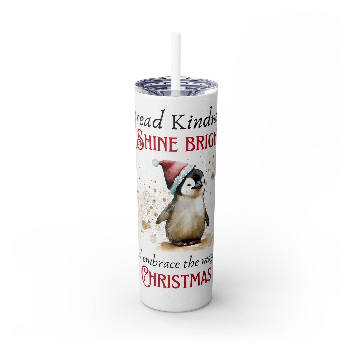 Skinny Tumbler with Straw, 20oz Magic of Christmas Penguin