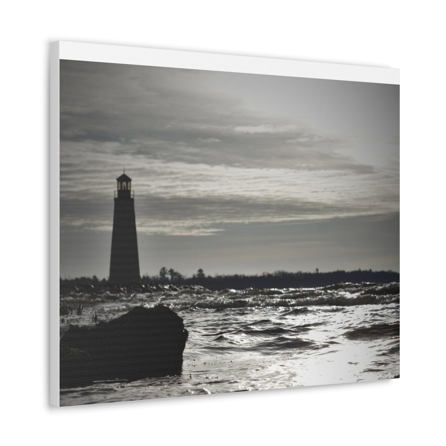 Canvas Gallery Wraps (White Wrap)-Winter Light House