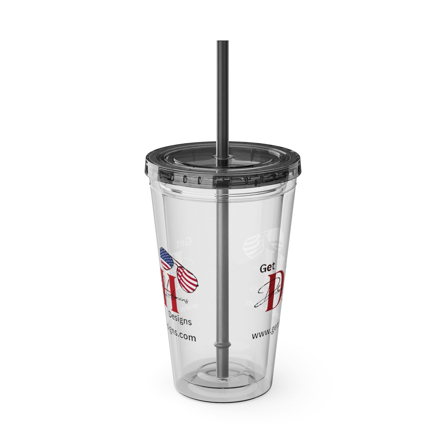 Clear Tumbler with color-matching lid and straw, 16oz  - Carry Your Brand