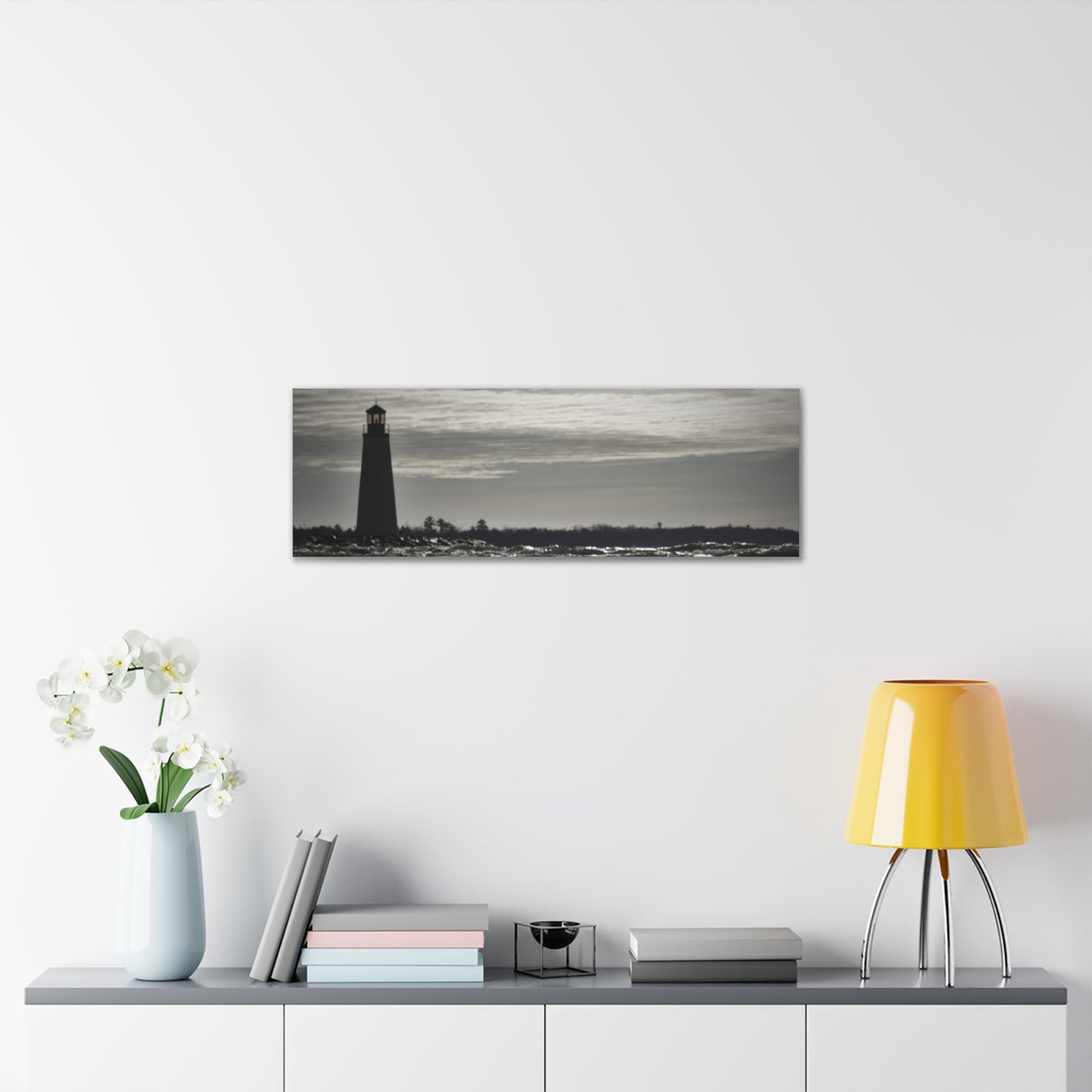 Canvas Gallery Wraps (White Wrap)-Winter Light House