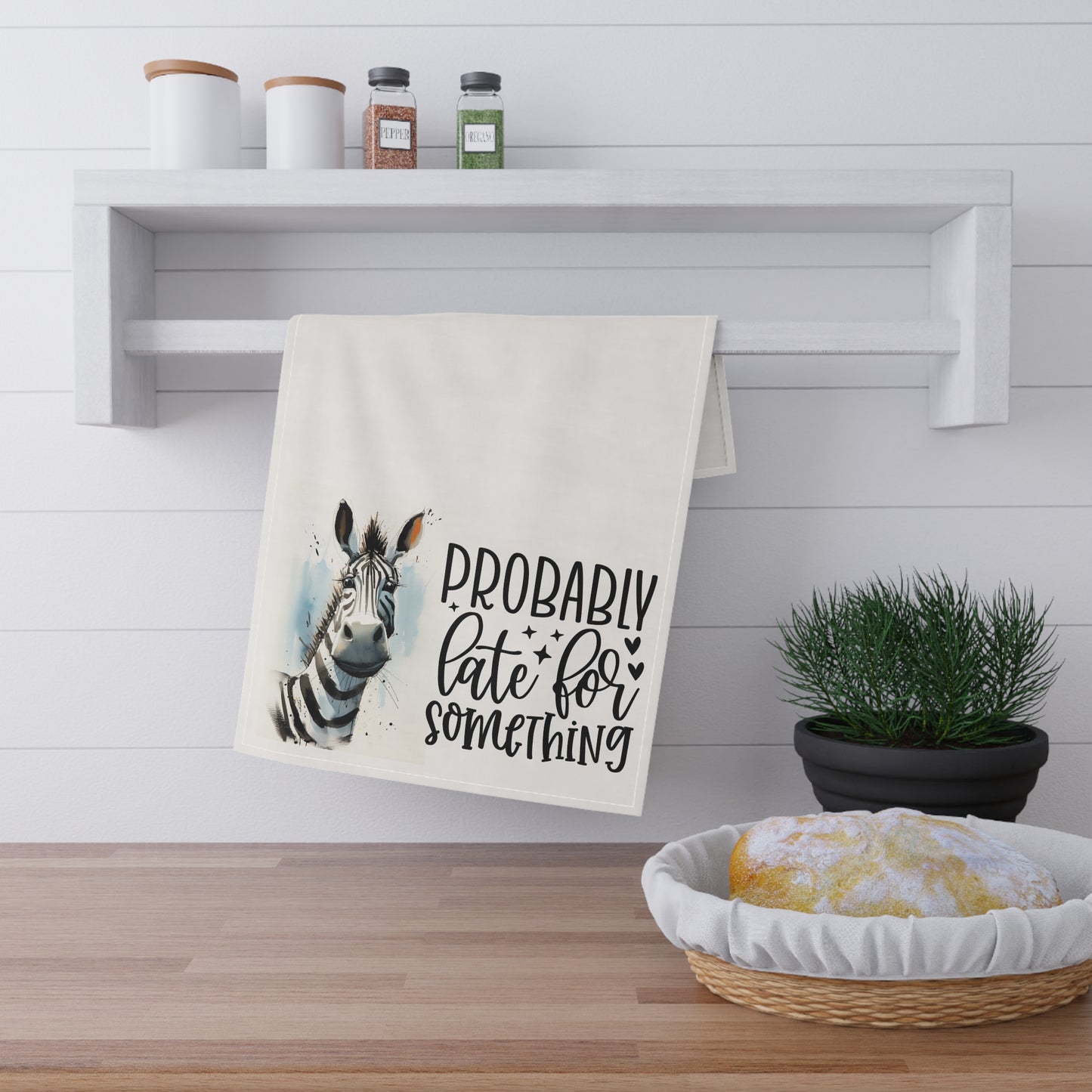 Sarcastic Zebra Kitchen Towel - I am probably late