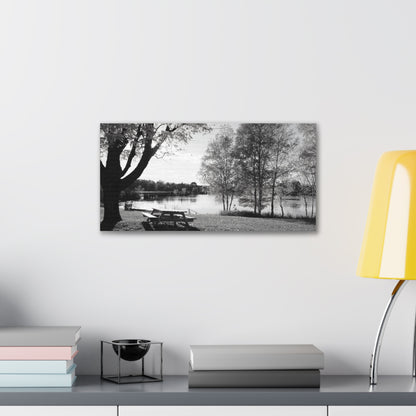 Canvas Gallery Wraps - Picinic by the river. Black and White