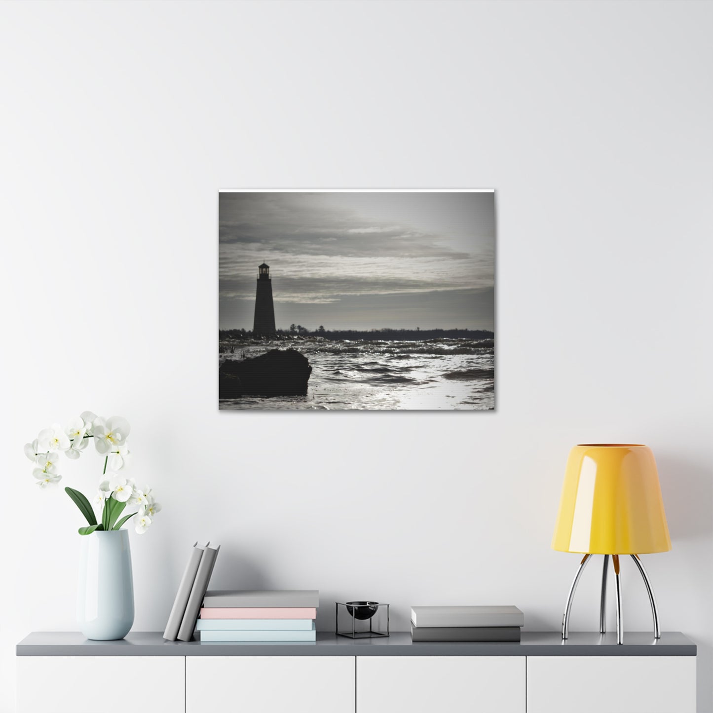 Canvas Gallery Wraps (White Wrap)-Winter Light House