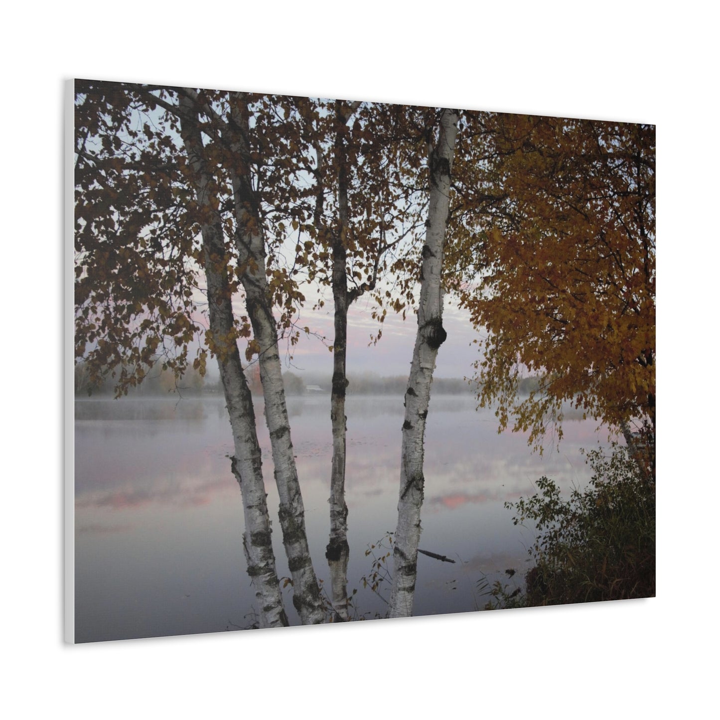 Canvas Gallery Wraps (White Wrap) - River view with morning fog