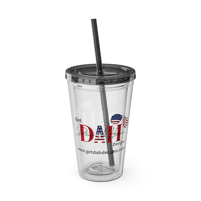 Clear Tumbler with color-matching lid and straw, 16oz  - Carry Your Brand