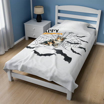 Velveteen Plush Blanket - Australian Shepard Halloween