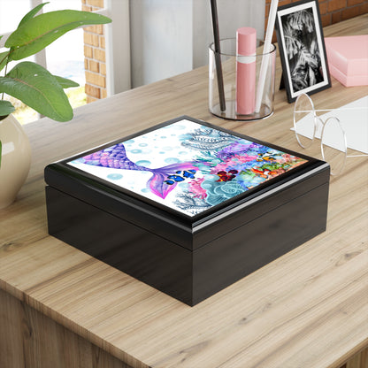 Jewelry Box – White Ceramic Mermaid Tail under the sea