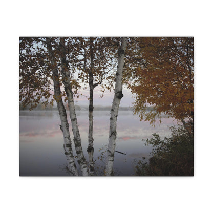 Canvas Gallery Wraps (White Wrap) - River view with morning fog