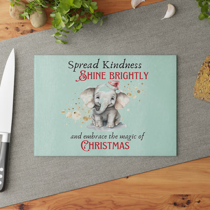 Glass Cutting Board - Magic of Christmas Baby Elephant