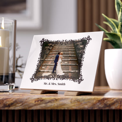 Personalized Ceramic Photo Tile - Wedding,  with Name