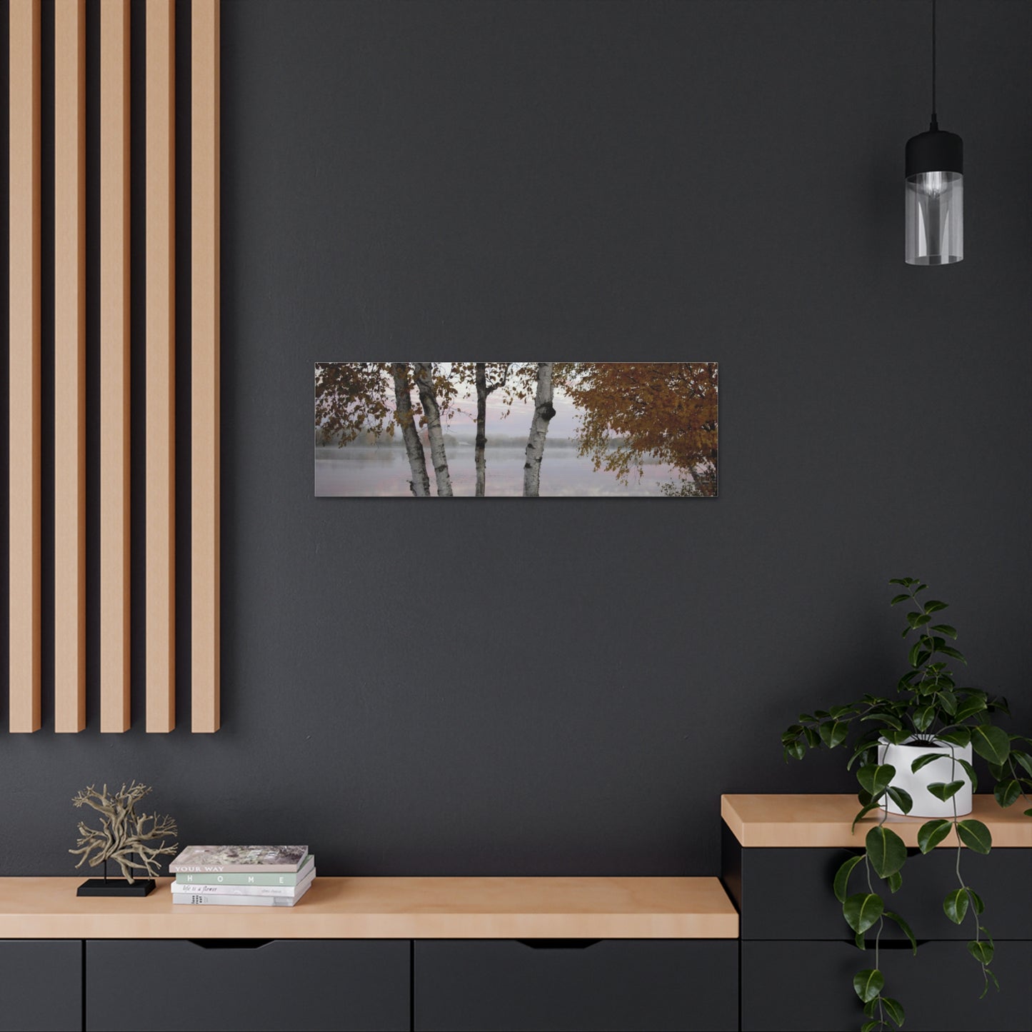 Canvas Gallery Wraps (White Wrap) - River view with morning fog