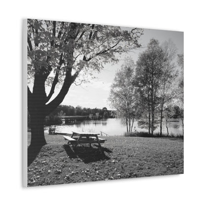 Canvas Gallery Wraps - Picinic by the river. Black and White