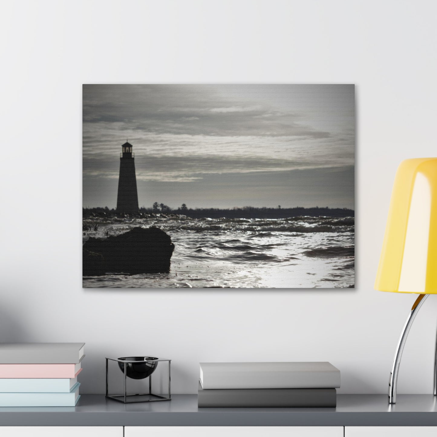 Canvas Gallery Wraps (White Wrap)-Winter Light House