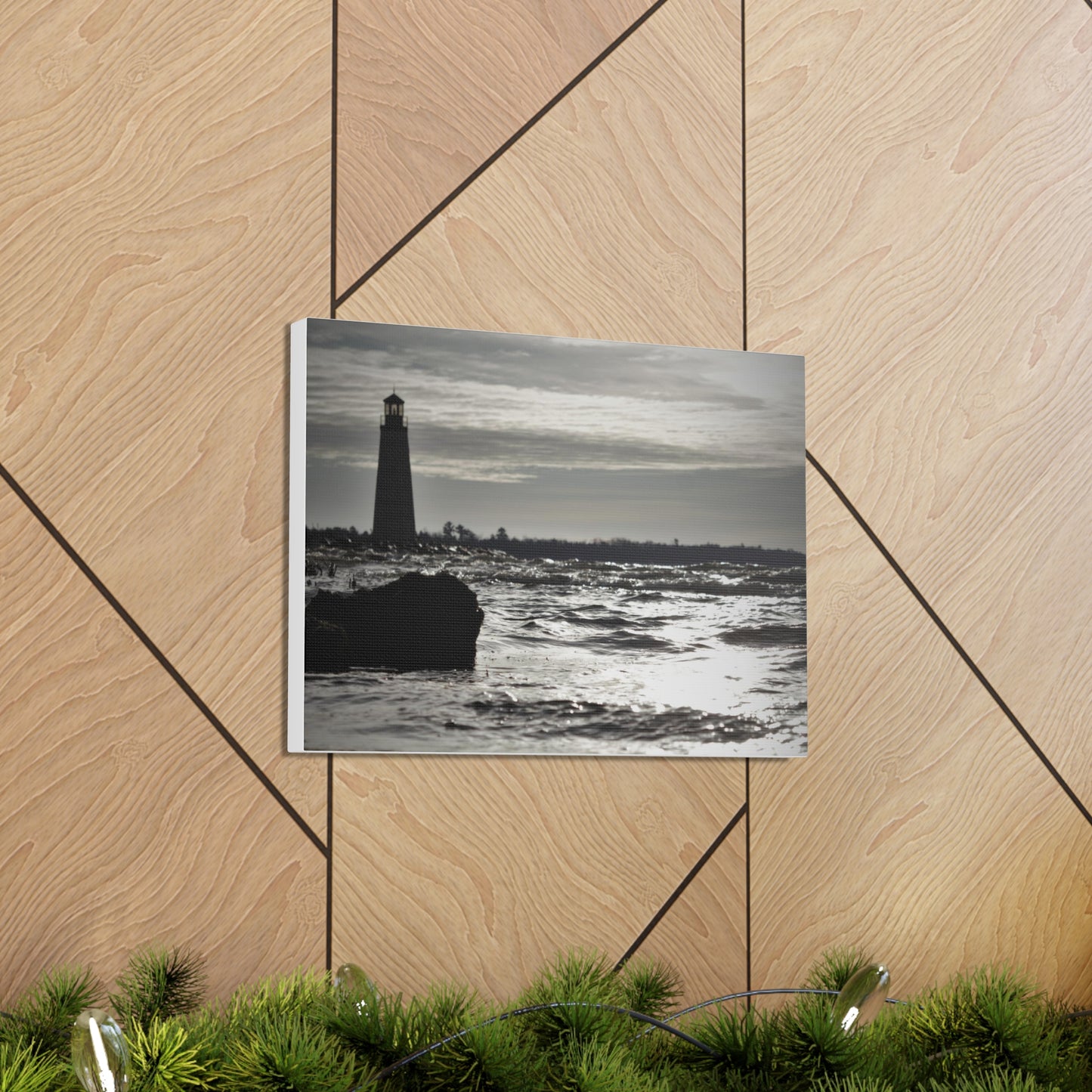 Canvas Gallery Wraps (White Wrap)-Winter Light House