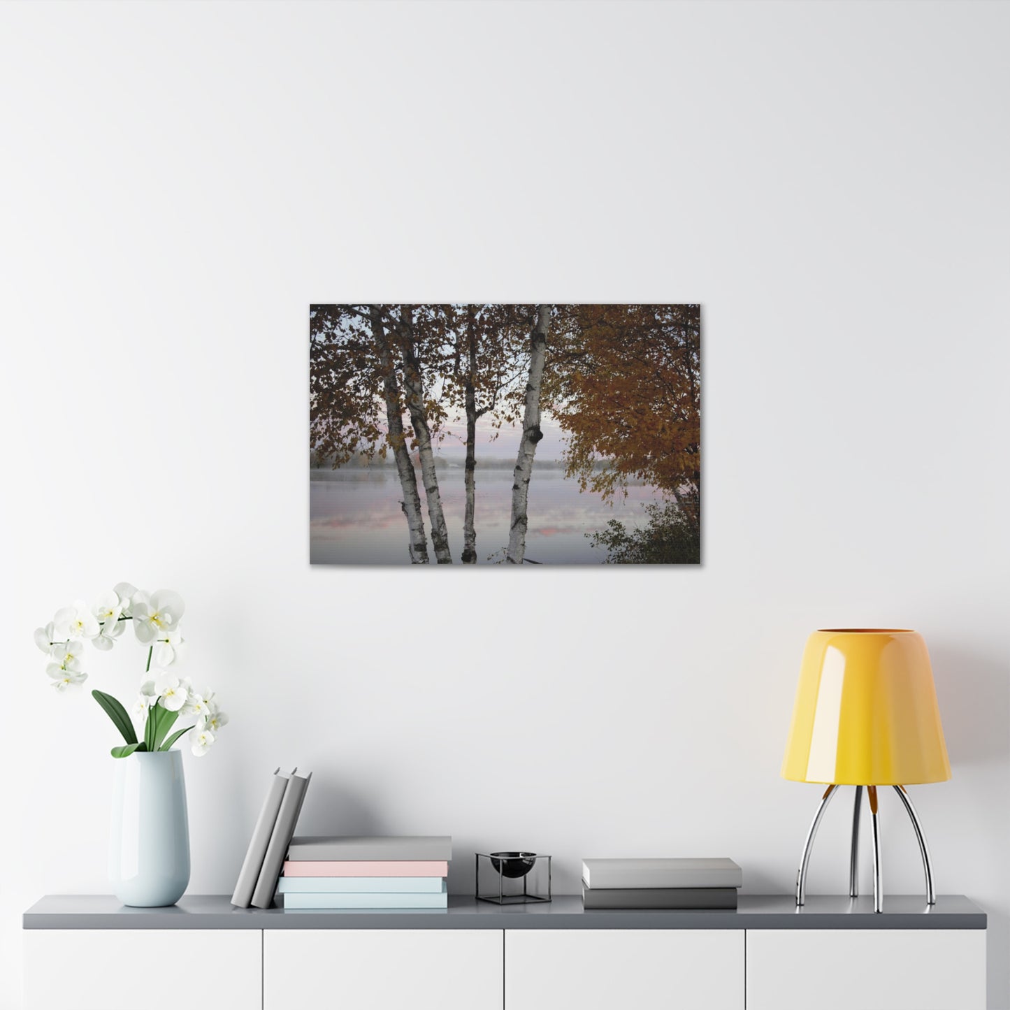 Canvas Gallery Wraps (White Wrap) - River view with morning fog