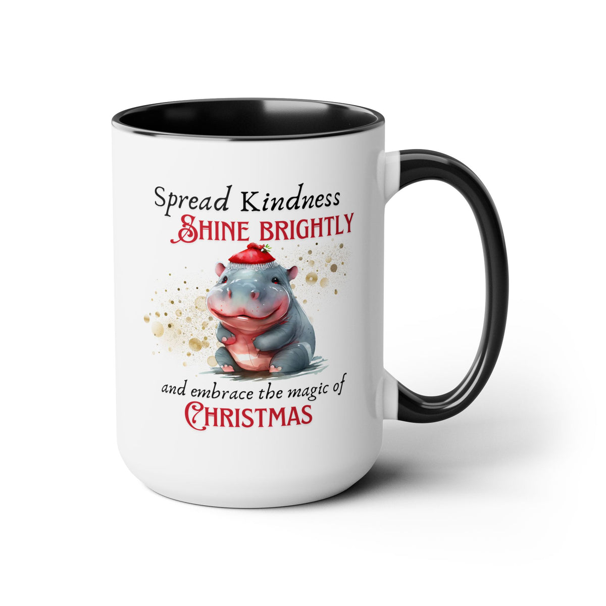 Two-Tone Coffee Mugs, 15oz - Magic of Christmas Hippopotmus