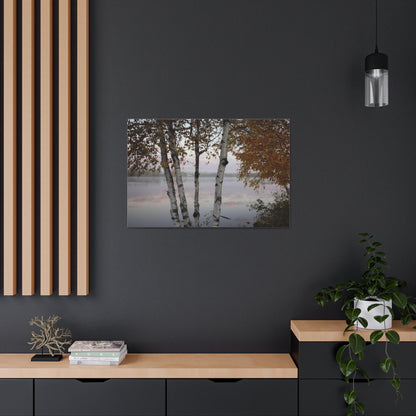 Canvas Gallery Wraps (White Wrap) - River view with morning fog