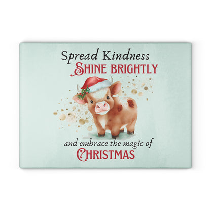 Glass Cutting Board - Magic of Christmas Baby Cow