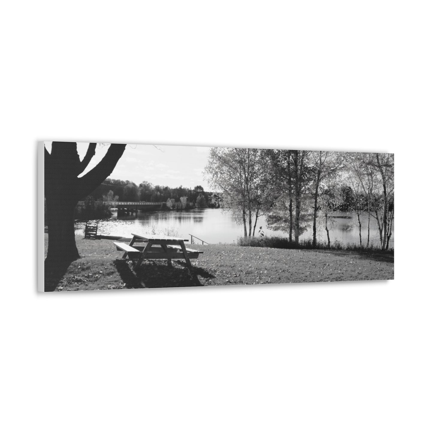 Canvas Gallery Wraps - Picinic by the river. Black and White