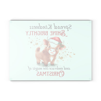 Glass Cutting Board - Magic of Christmas Baby Cow