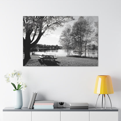 Canvas Gallery Wraps - Picinic by the river. Black and White