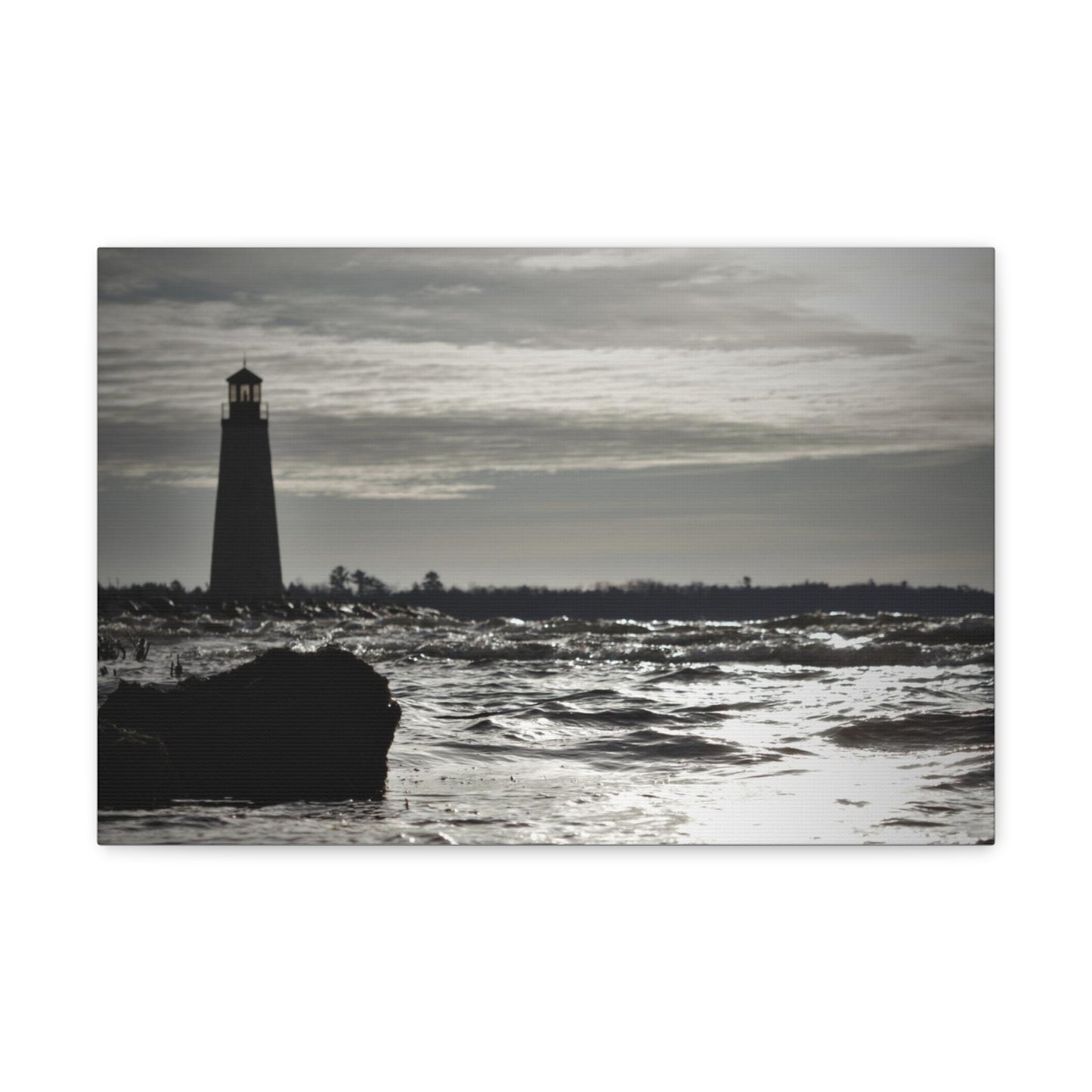 Canvas Gallery Wraps (White Wrap)-Winter Light House