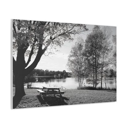 Canvas Gallery Wraps - Picinic by the river. Black and White