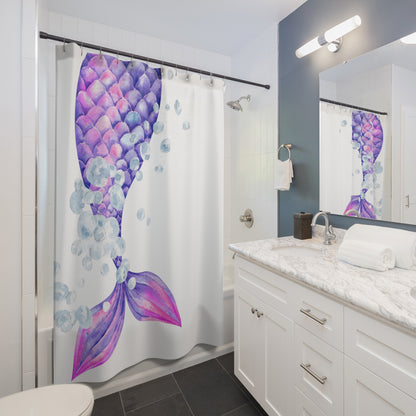 Shower Curtain - Mermaid Tail and Bubbles