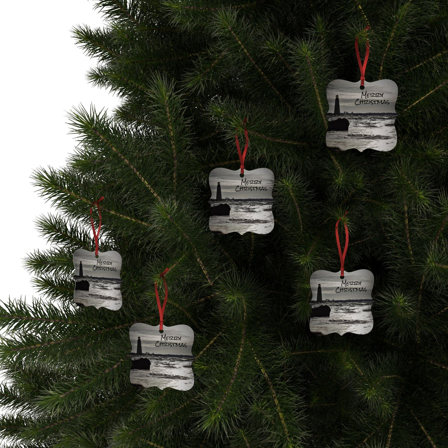 Aluminum Ornaments (1pc, 5pcs, 10pcs, 20pcs) Merry Christmas Light House