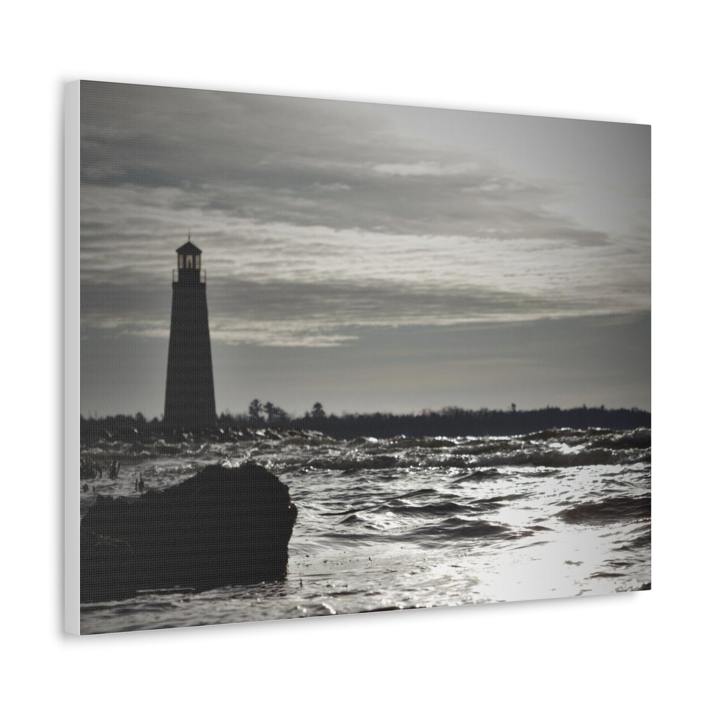 Canvas Gallery Wraps (White Wrap)-Winter Light House