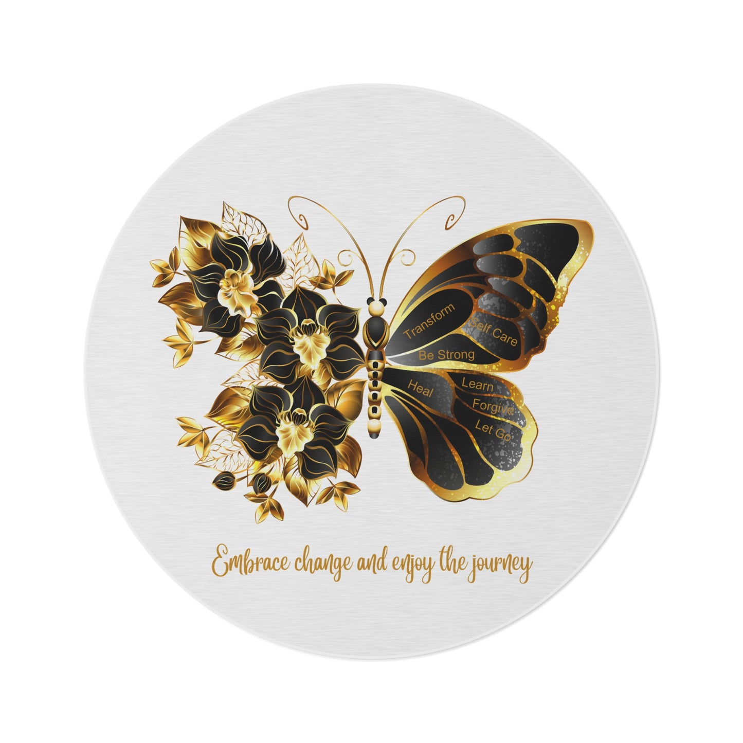 Round Rug Golden Butterfly