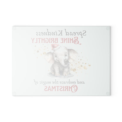 Glass Cutting Board - Magic of Christmas Baby Elephant
