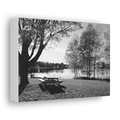 Canvas Gallery Wraps - Picinic by the river. Black and White