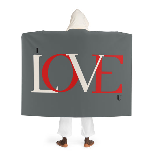 Hooded Sherpa Fleece Blanket - LOVE