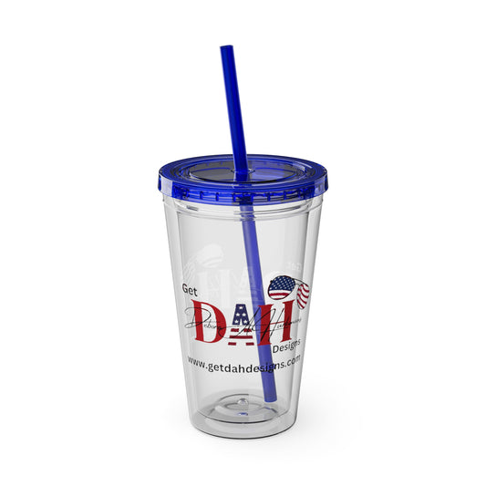 Clear Tumbler with color-matching lid and straw, 16oz  - Carry Your Brand