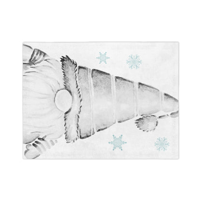 Velveteen Minky Blanket -  Gnome and snow flakes