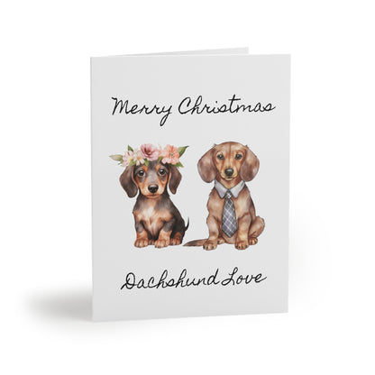 Greeting cards (8, 16, and 24 pcs) Merry Christmas Dachshund Love